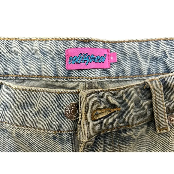 Edikted Light Wash Blue Wide Leg Jeans M - Picture 4 of 7